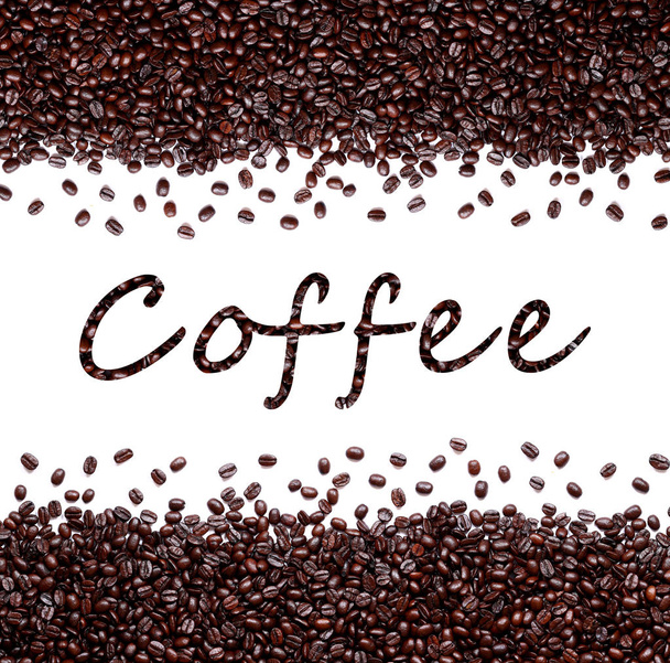 καφέ εγγράφως μεταξύ κόκκους καφέ - Φωτογραφία, εικόνα