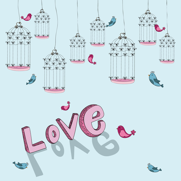 Valentine free bird love background - Vektör, Görsel
