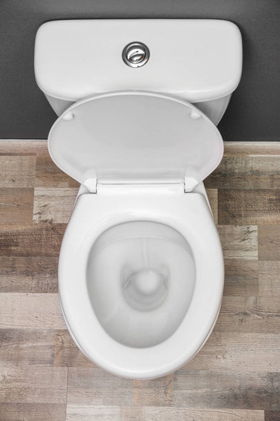 New ceramic toilet bowl indoors, top view - Foto, Imagem