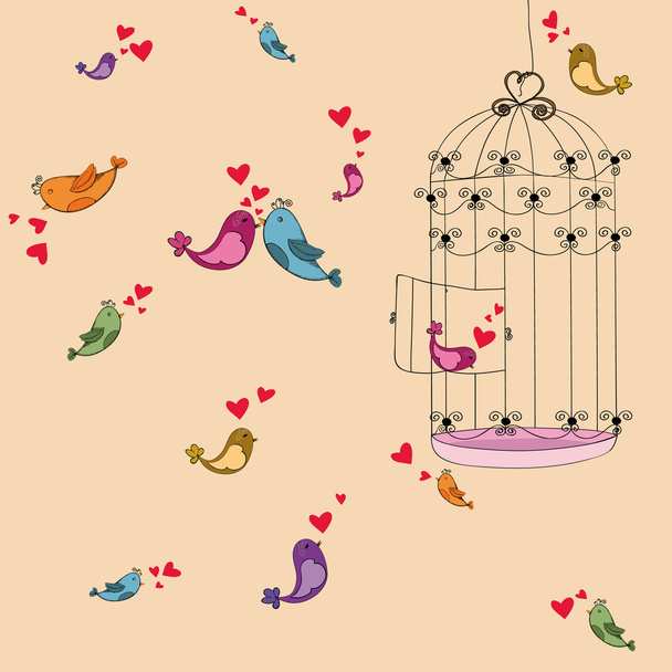 Valentine freedom bird love background - Vetor, Imagem