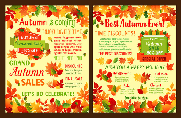 Venta de otoño tienda descuento vector folleto o póster
 - Vector, Imagen