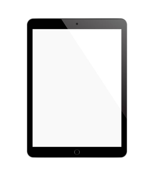 fekete tabletta ipad stílusban elszigetelt fehér background üres érintőképernyővel. vektoros illusztráció. - Vektor, kép