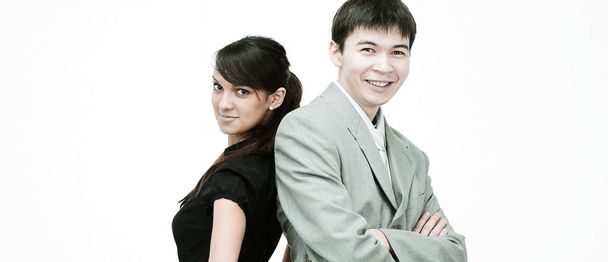 two business partners on isolated white background - 写真・画像