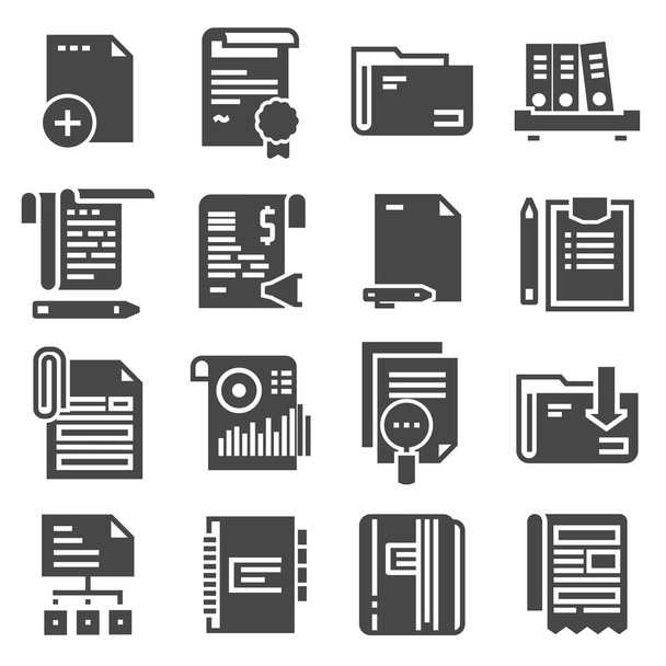 Vector document vector icons set on white background - Vector, Image