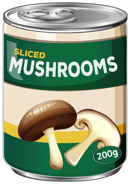 Uma lata de cogumelos fatiados ilustração
 - Vetor, Imagem