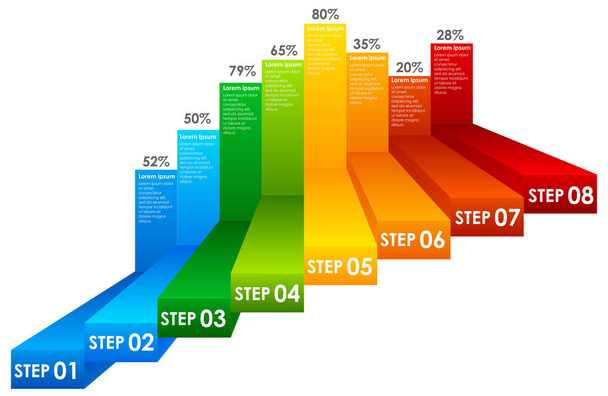 A Colourful Step Information Graph illustration - Vector, afbeelding