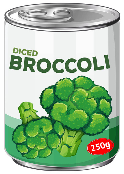 Uma lata de broccoli em cubos ilustração
 - Vetor, Imagem