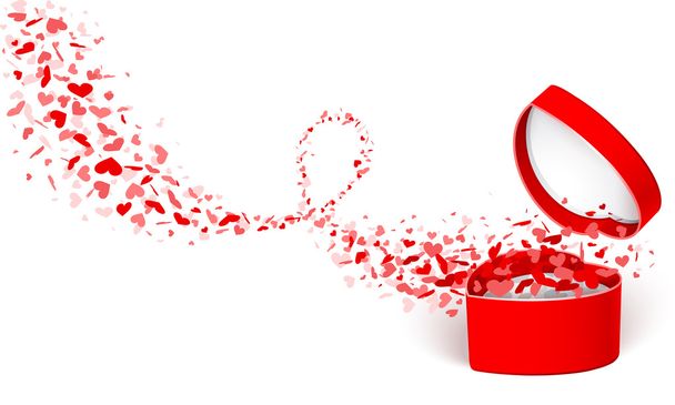 Gift box with hearts - Wektor, obraz