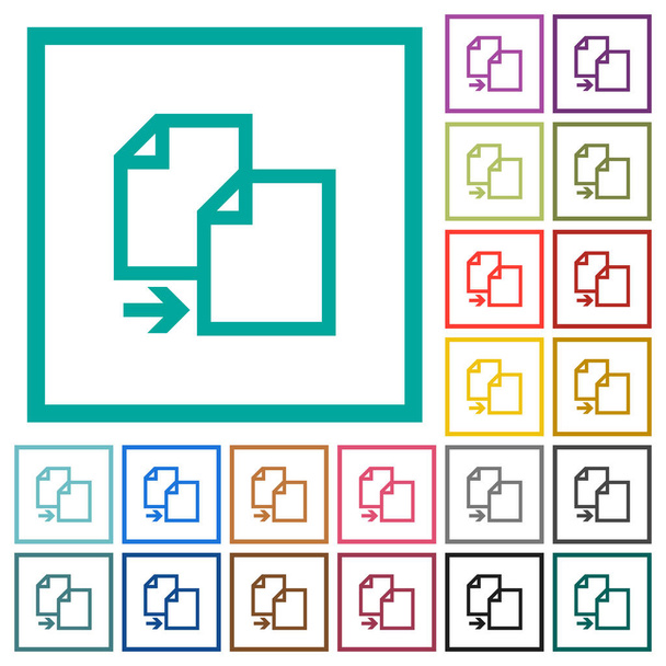 Copiar ícones de cor plana item com quadros quadrantes no fundo branco
 - Vetor, Imagem