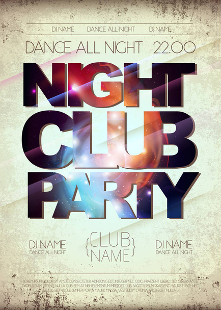 Disco night club poster on open space background - Vector, afbeelding