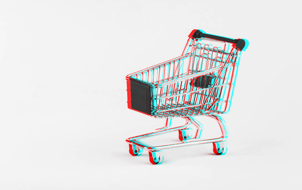 Empty shopping cart on white background - Foto, Imagen