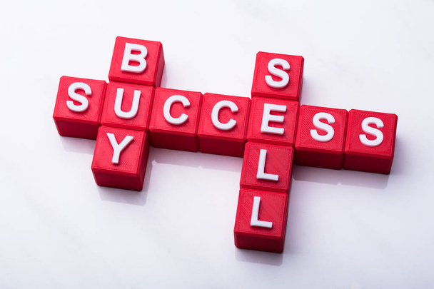 Sell And Success Crossword Words On White Background - Fotoğraf, Görsel