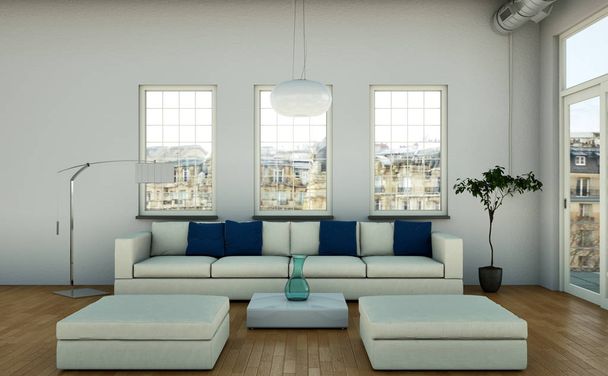 moderne lichte Skandinavische interieur design appartement - Foto, afbeelding