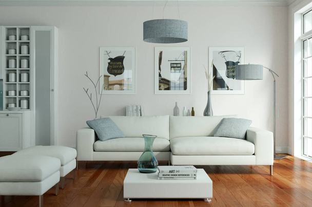 modern white living room interior design - Фото, изображение