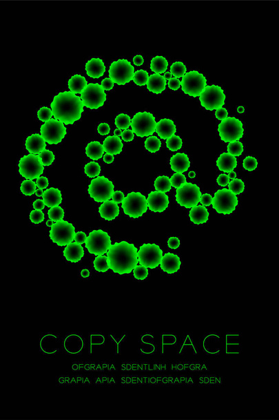 İşareti yeşil renk malware ya da virüs bilgisayar kavramı fikir illüstrasyon izole kızdırma koyu arka plan üzerinde set up sembolü mikroskop hastalığı hücreleri kapatmak - Vektör, Görsel