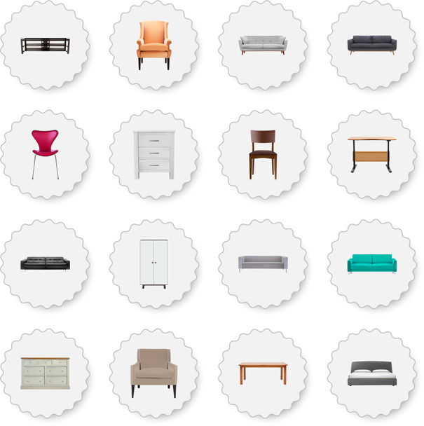 Set of design realistic symbols with divan, furniture, armchair and other icons for your web mobile app logo design. - Photo, Image