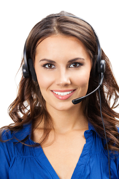 Support phone operator in headset, isolated - Fotó, kép