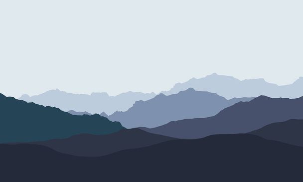 Векторна ілюстрація гірського пейзажу в декількох шарах під блакитним небом - вектор
 - Вектор, зображення
