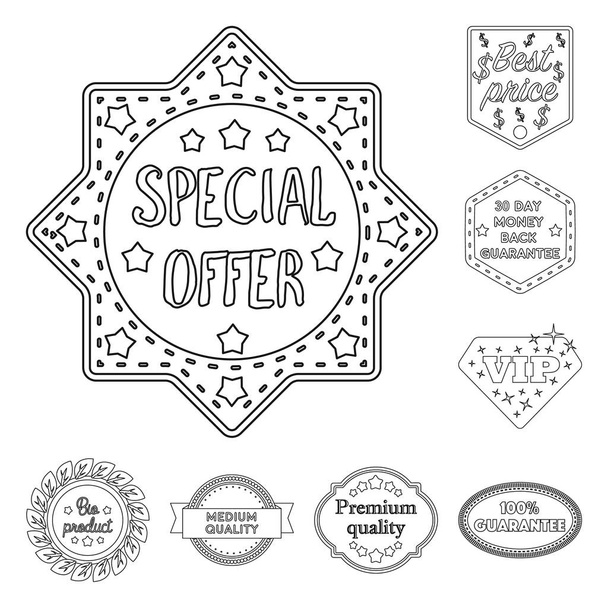 Different label outline icons in set collection for design. Index and brand vector symbol stock web illustration. - Vektor, obrázek