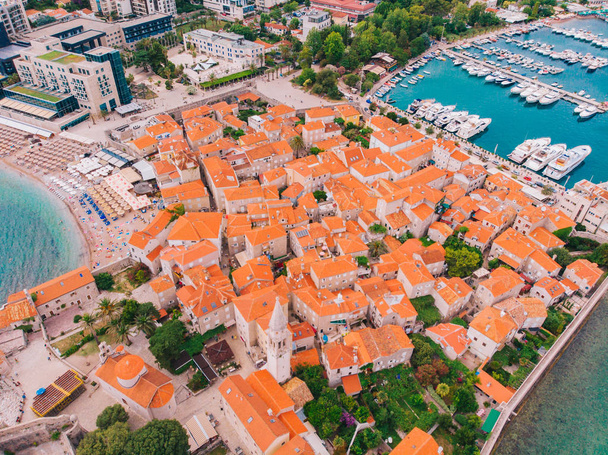 aerial view of the old town of Budva, Montenegro - Фото, изображение