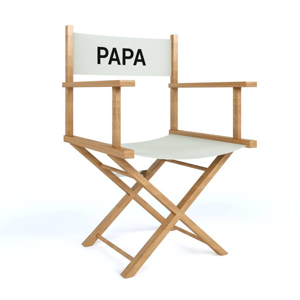 Papa written on director chair on isolated white background - 写真・画像