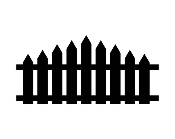 Деревянный забор. Простой силуэт, изолированный на белом
 - Вектор,изображение