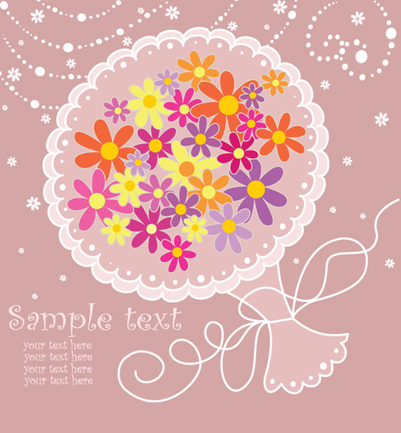 Card with greeting bouquet - Vector, Image