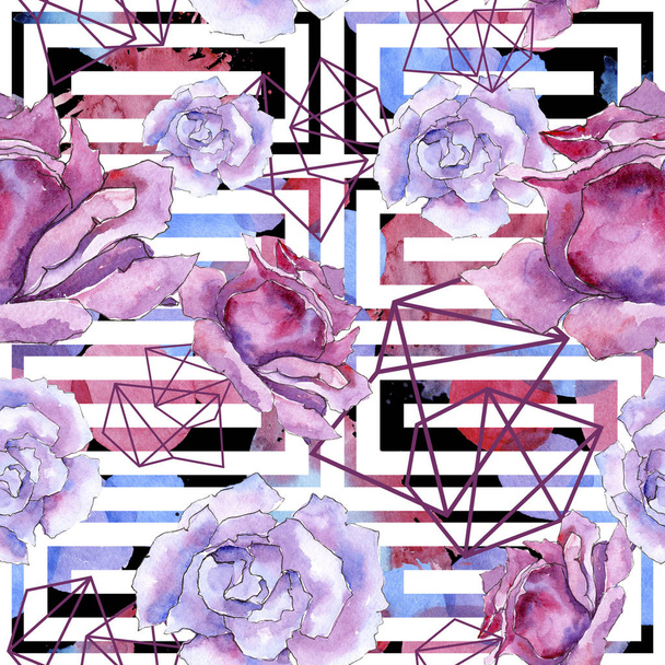 Pink rose. Virágos botanikai virág. Varratmentes háttérben minta. Szövet nyomtatási textúrát. A háttér textúra, burkoló minta, keret vagy határ Aquarelle vadvirág. - Fotó, kép