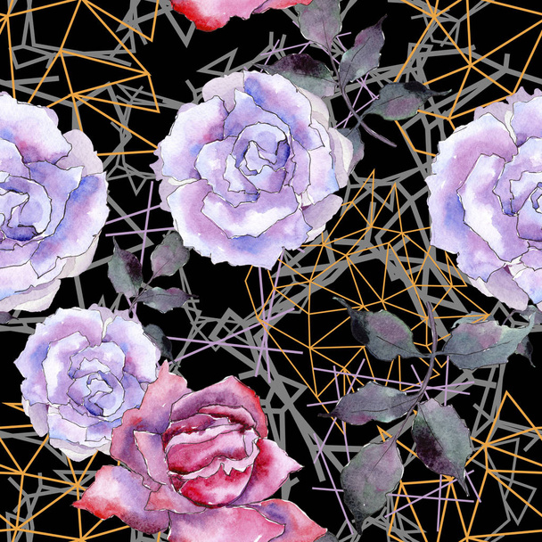 Pink rose. Floral botanical flower. Seamless background pattern. Fabric wallpaper print texture. Aquarelle wildflower for background, texture, wrapper pattern, frame or border. - Fotografie, Obrázek