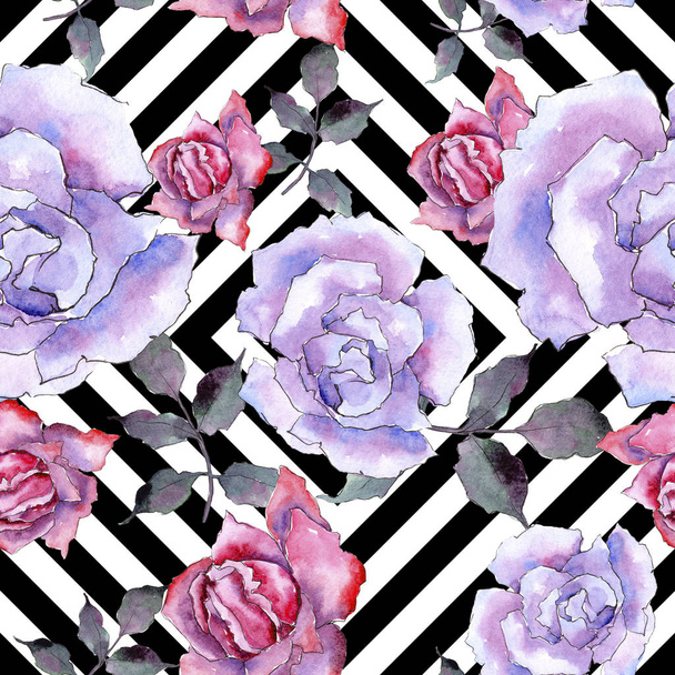 Pink rose. Floral botanical flower. Seamless background pattern. Fabric wallpaper print texture. Aquarelle wildflower for background, texture, wrapper pattern, frame or border. - Foto, Imagen