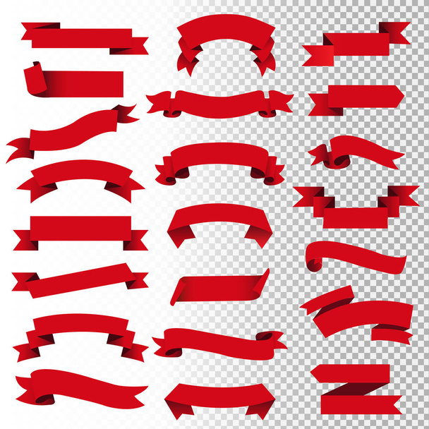 Ретро красная лента набор, векторная иллюстрация
 - Вектор,изображение