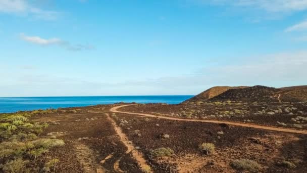 Vista aérea de paisagens vulcânicas em Fuerteventura, Ilhas Canárias
. - Filmagem, Vídeo
