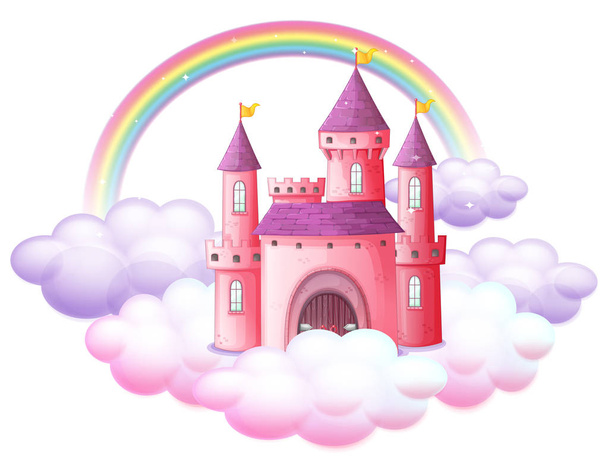 Μια εικονογράφηση ροζ κάστρο παραμύθι - Διάνυσμα, εικόνα