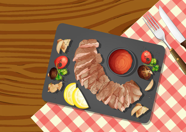 Horní pohled Steak ilustrace - Vektor, obrázek