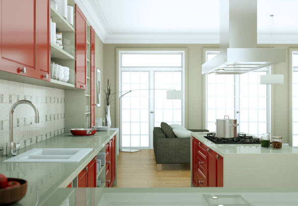 moderne Küche Interior Design Illustration - Foto, Bild