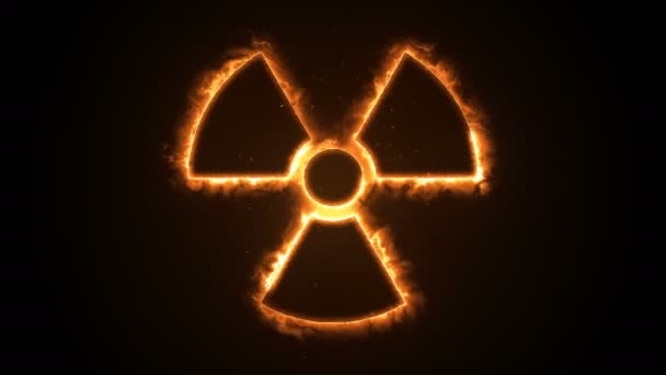 Ateş veya akış enerji nükleer ve biyolojik tehlike sembolleri sorunsuz animasyon. - Video, Çekim
