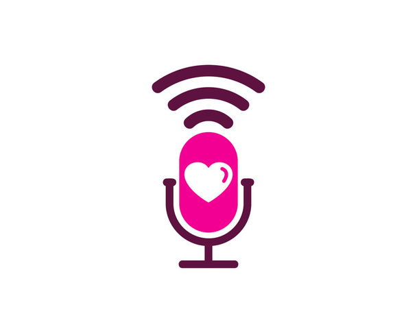 Romantikus Podcast ikonra logótervezés - Vektor, kép