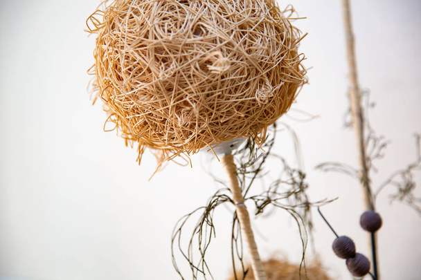 The Decorative straw ball for interior. Background - Foto, Imagen