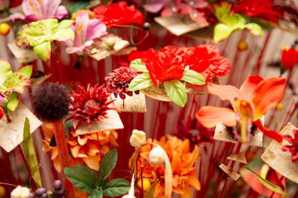 las flores Plásticas coloridas artificiales. Textura de fondo
 - Foto, Imagen