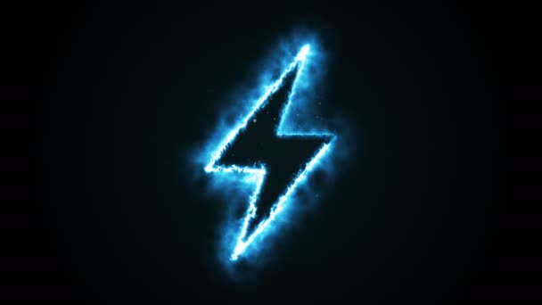 Égő kék láng villám alakú, fekete háttér, animáció zökkenőmentes - Felvétel, videó