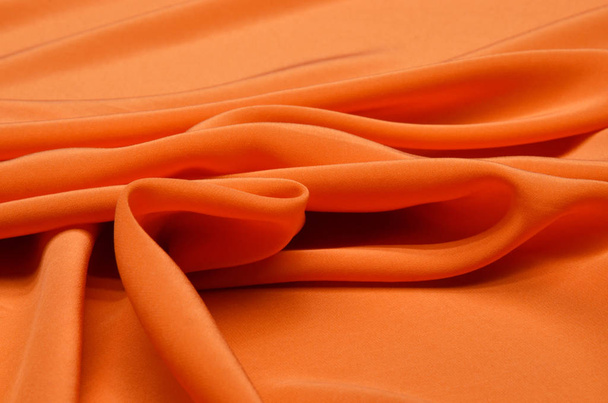 Silk fabrics of crepe de Chine orange - Photo, Image