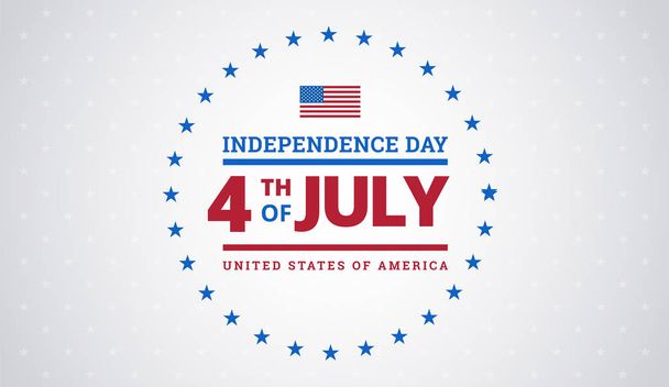 4 Temmuz bağımsızlık günü arka plan ile Amerika Birleşik Devletleri bayrağı. Dört Temmuz bağımsızlık günü tipografik tasarım - tebrik kartı vektör rozet resimde arka plan 4 Temmuz - Vektör, Görsel