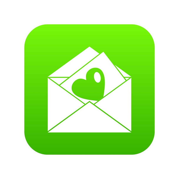 Vintage envelopes and heart icon digital green - Вектор,изображение