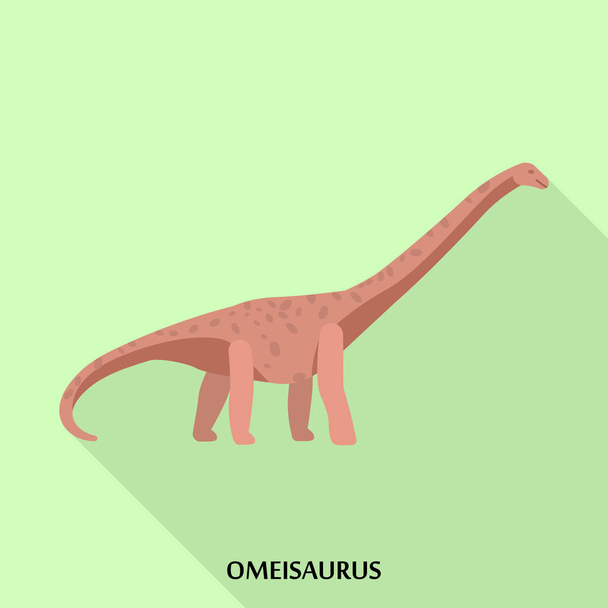 Omeisaurus icon, flat style - Vektör, Görsel