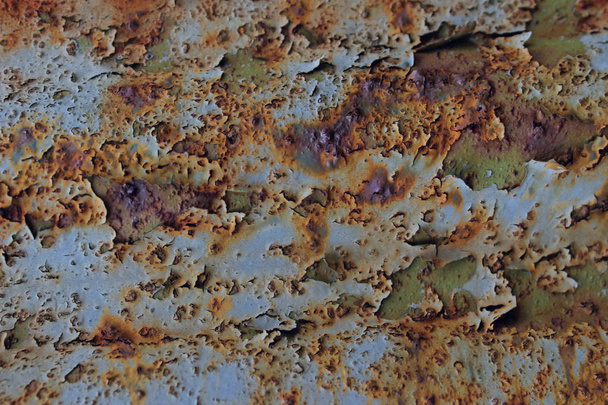 Old Painted Metal Background. Abstract Rusted  Metal Background.Cracked Paint On Rusted Metal. - Photo, Image