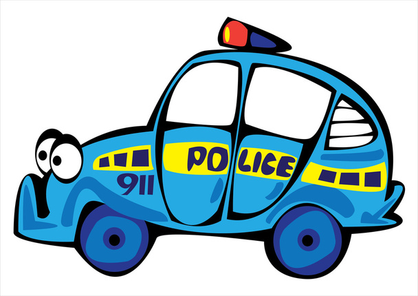 cartoon vector police car isolated on white background - Vector, Image