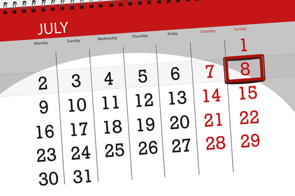 Планировщик календаря на месяц, крайний срок недели, воскресенье, 2018 год 8 июля
 - Фото, изображение