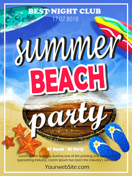 ベクトル夏のビーチ パーティーのフライヤー デザイン - ベクター画像