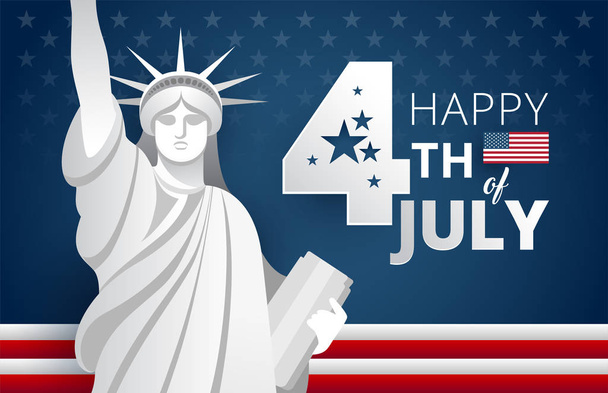 Veselý 4 Den nezávislosti Usa modré pozadí s vlajkou Spojených států. 4. července oslava dne nezávislosti Usa vektorové ilustrace - Vektor, obrázek