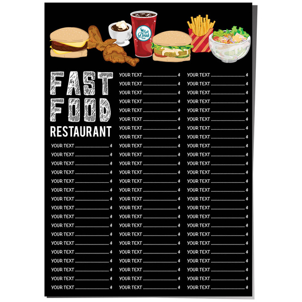 menu fastfood modelo gráfico conjunto de design
 - Vetor, Imagem